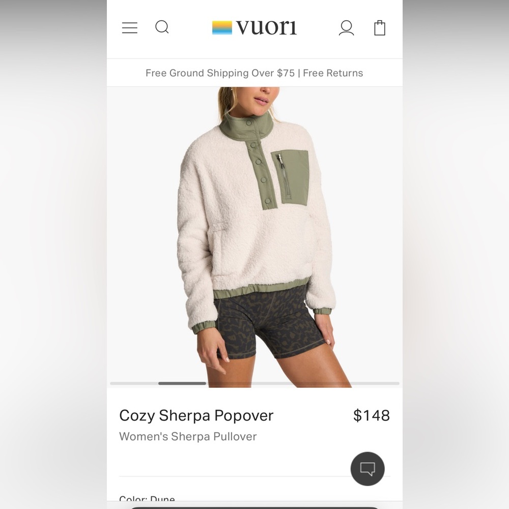 NWT cozy Sherpa popover in Dune